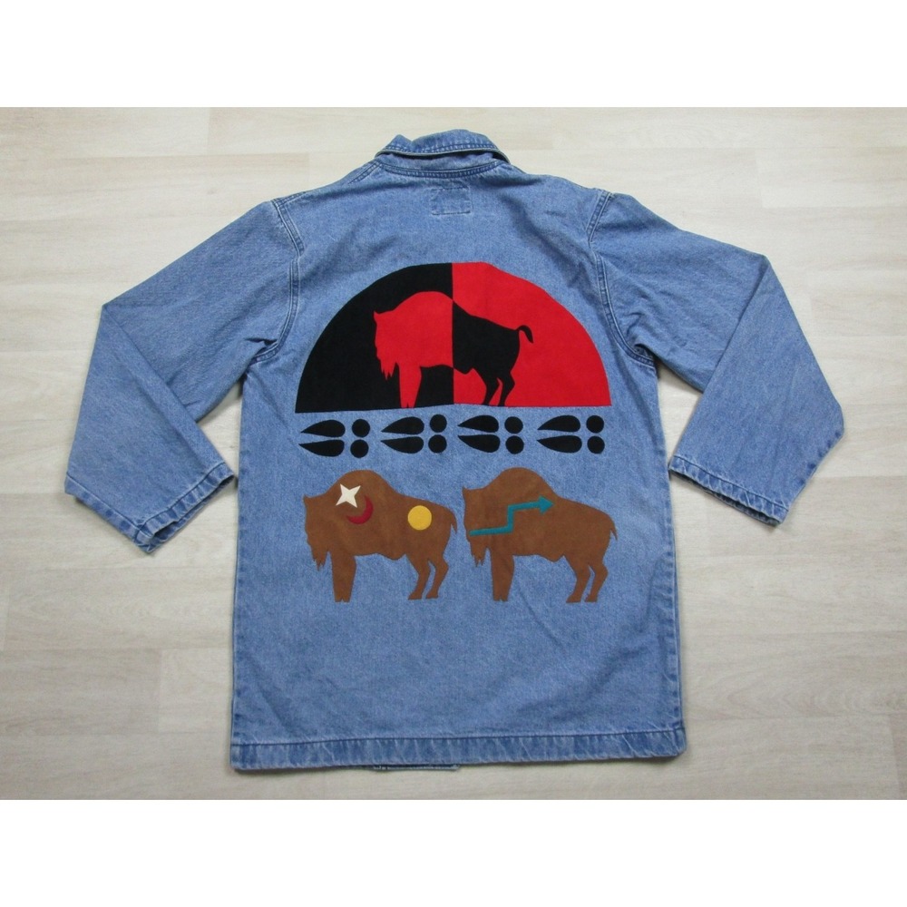 Vintage 90s Sundance x Moxie Denim Chore Coat Women's (M) Buffalo Santa Fe USA - Picture 12 of 16